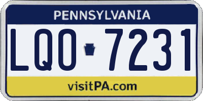 PA license plate LQO7231