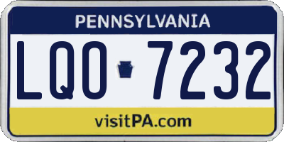 PA license plate LQO7232