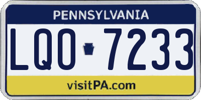 PA license plate LQO7233