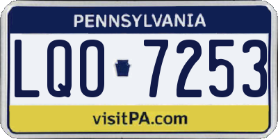 PA license plate LQO7253
