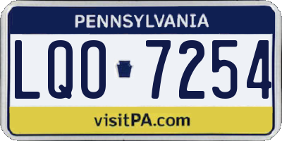 PA license plate LQO7254