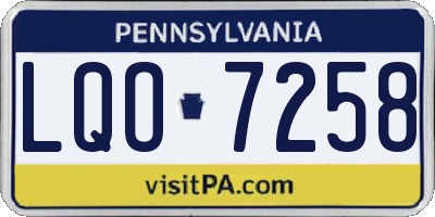 PA license plate LQO7258