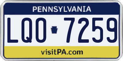 PA license plate LQO7259