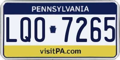 PA license plate LQO7265