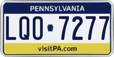 PA license plate LQO7277