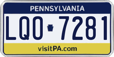 PA license plate LQO7281