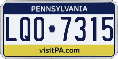 PA license plate LQO7315