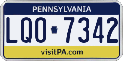 PA license plate LQO7342