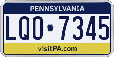 PA license plate LQO7345