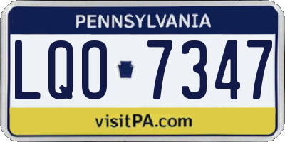 PA license plate LQO7347