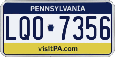 PA license plate LQO7356