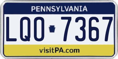PA license plate LQO7367