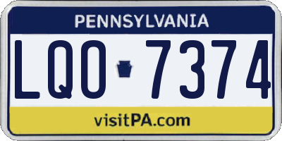 PA license plate LQO7374