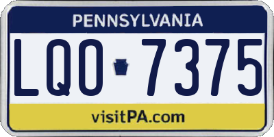 PA license plate LQO7375