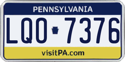 PA license plate LQO7376