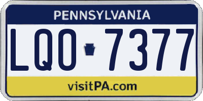 PA license plate LQO7377