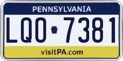 PA license plate LQO7381