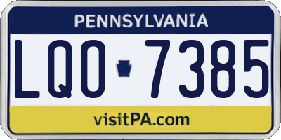 PA license plate LQO7385