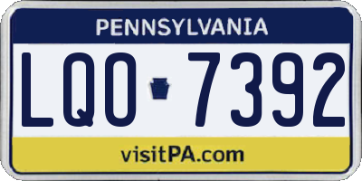 PA license plate LQO7392