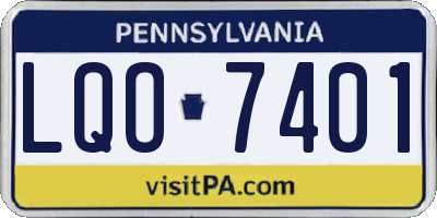 PA license plate LQO7401