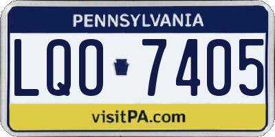 PA license plate LQO7405