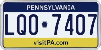 PA license plate LQO7407