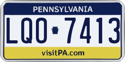 PA license plate LQO7413