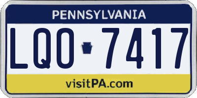 PA license plate LQO7417