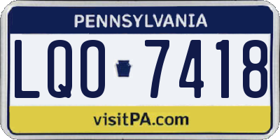 PA license plate LQO7418