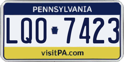 PA license plate LQO7423