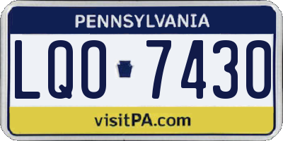 PA license plate LQO7430
