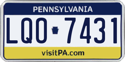 PA license plate LQO7431