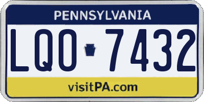 PA license plate LQO7432