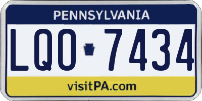 PA license plate LQO7434