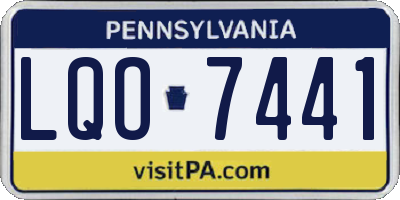 PA license plate LQO7441