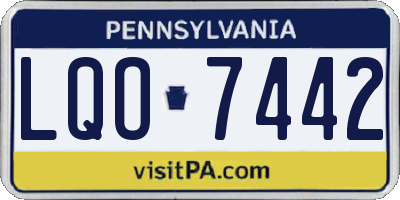 PA license plate LQO7442