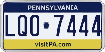 PA license plate LQO7444
