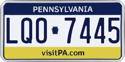 PA license plate LQO7445