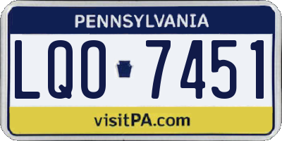 PA license plate LQO7451