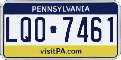 PA license plate LQO7461