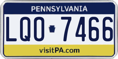 PA license plate LQO7466