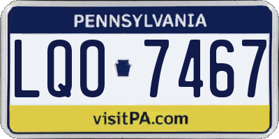 PA license plate LQO7467