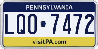 PA license plate LQO7472