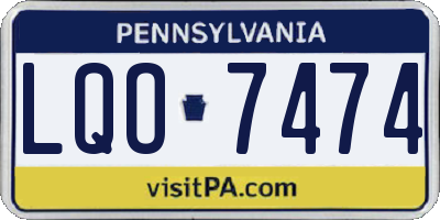 PA license plate LQO7474