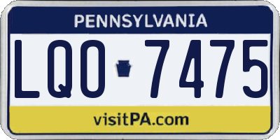 PA license plate LQO7475
