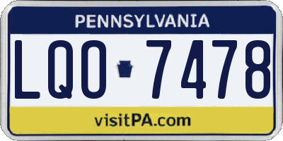 PA license plate LQO7478