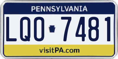 PA license plate LQO7481