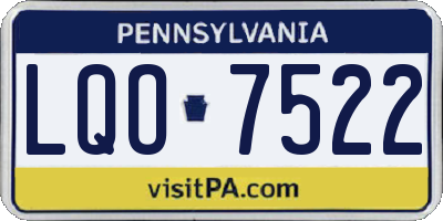 PA license plate LQO7522