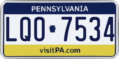 PA license plate LQO7534