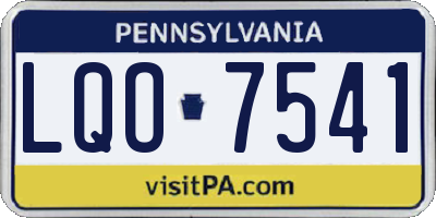 PA license plate LQO7541